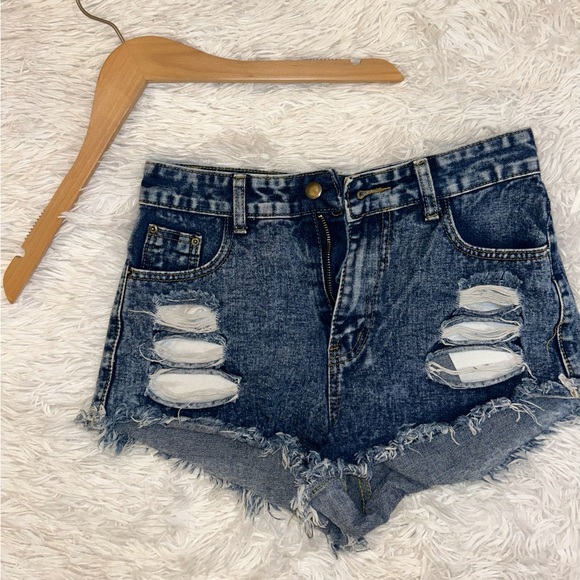 Dark Wash Denim Shorts - Picture 1 of 3